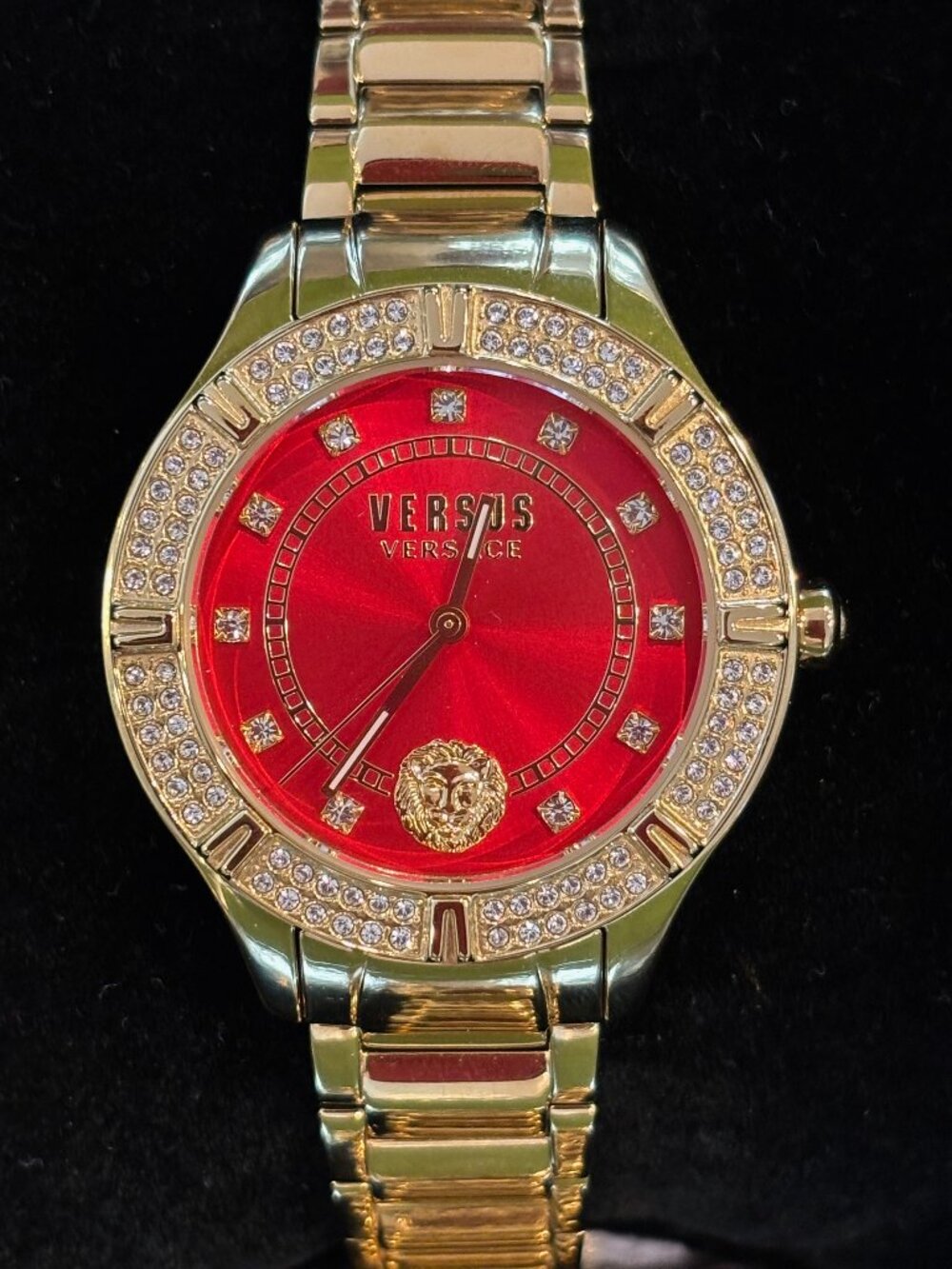 Versus Versace Canton Road Crystal Watch Gold/Red Enamel (Like New/w Box)